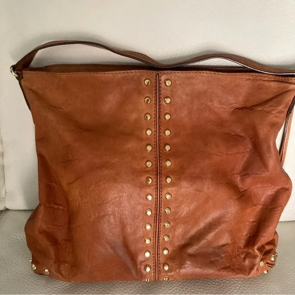 MICHAEL KORS TERRACOTTA/BROWN BOHO PEBBLE LEATHER SHOULDER BAG - Picture 3 of 9